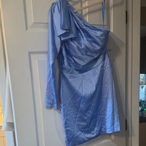 Elegant Blue One-Shoulder Dress- Ieena for Mac Duggal size 4 missing tags